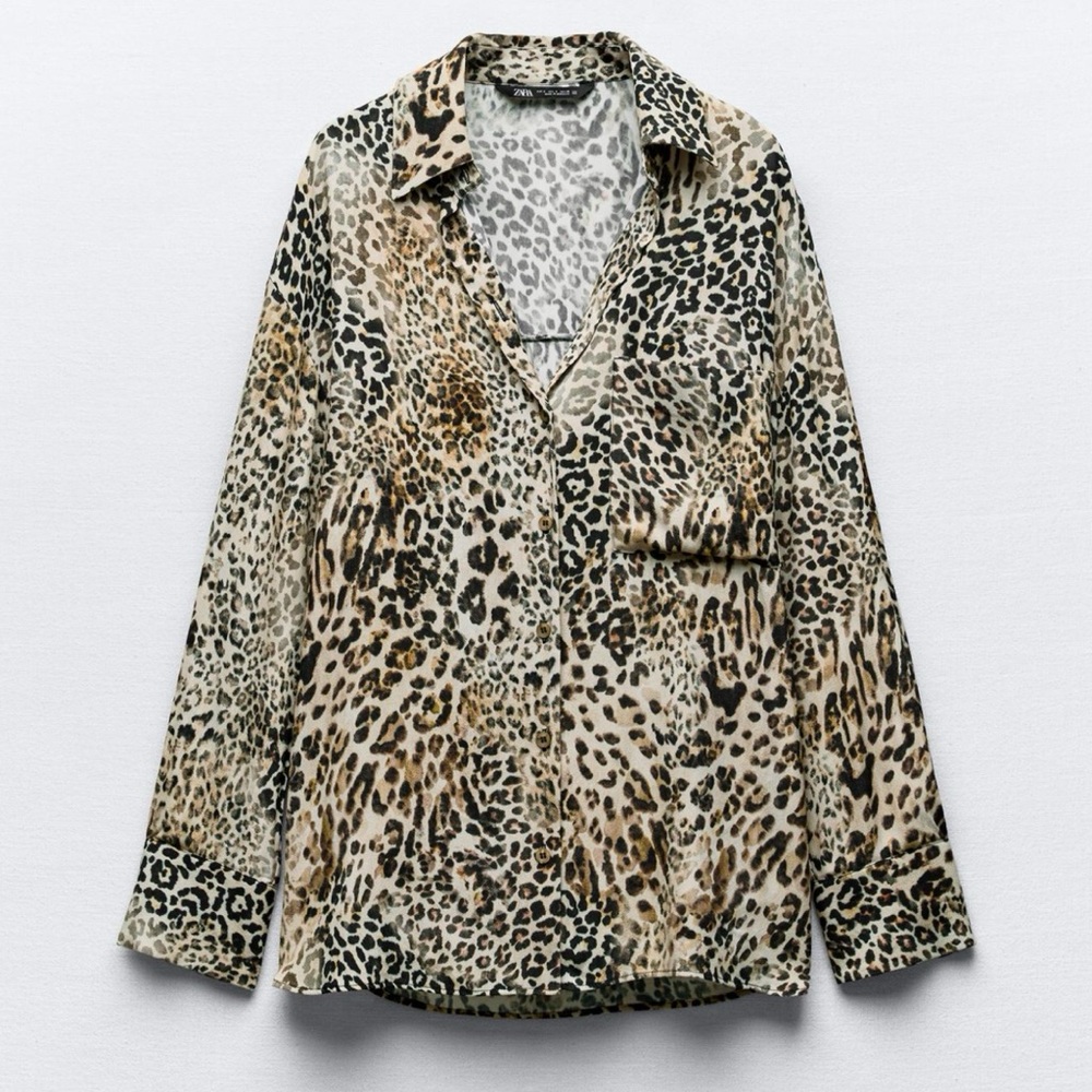 ZARA ANIMAL PRINT SHIRT WITH BRALETTE